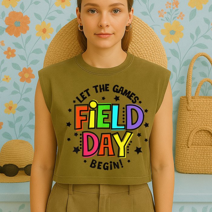 Teacher Student Field Day Let The Games Begin Field Day Garment-Dyed Women's Muscle Tee