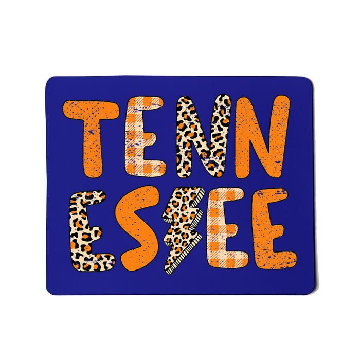 Tennessee State Flag Orange Plaid Leopard TN Mousepad