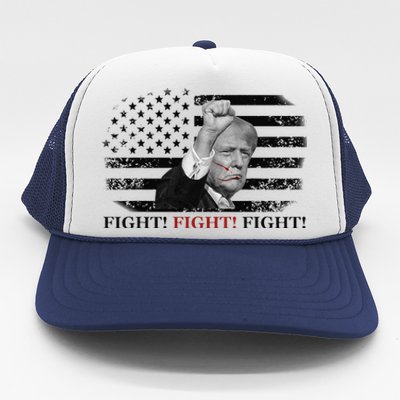 Trump Shooting Fist In Air Fight Blood On Face Trucker Hat