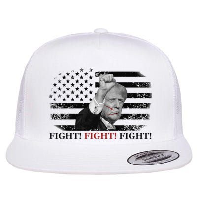 Trump Shooting Fist In Air Fight Blood On Face Flat Bill Trucker Hat