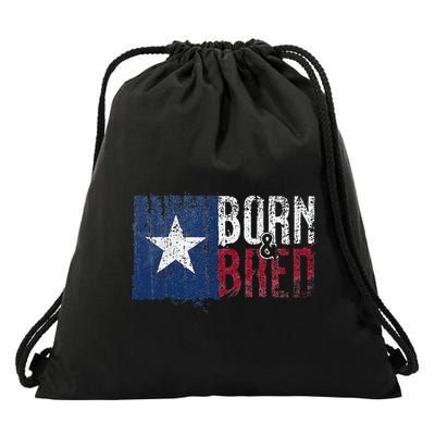 Texas State Flag Pride Born & Bred Native Home Drawstring Bag
