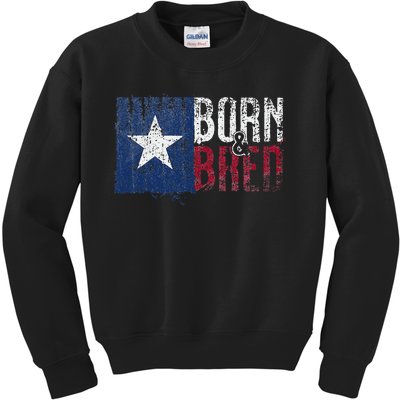 Texas State Flag Pride Born & Bred Native Home Kids Sweatshirt