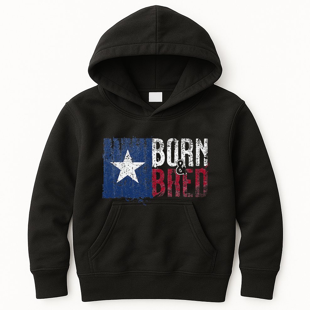 Texas State Flag Pride Born & Bred Native Home Kids Hoodie