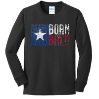 Texas State Flag Pride Born & Bred Native Home Kids Long Sleeve Shirt