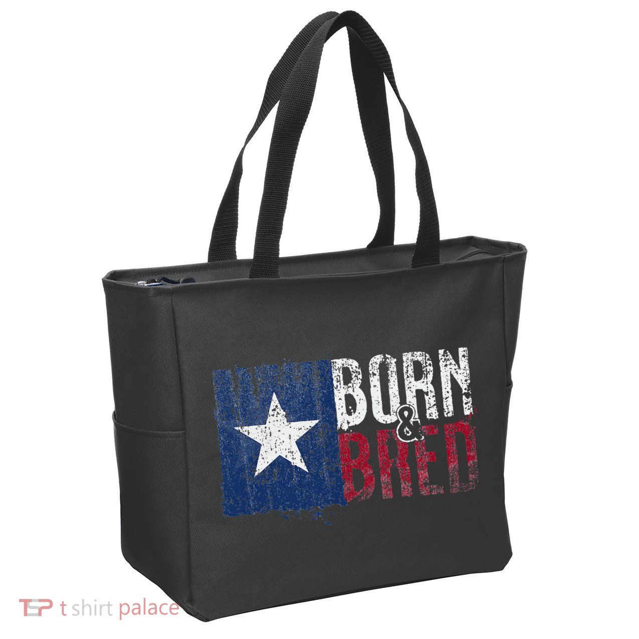 Texas State Flag Pride Born & Bred Native Home Zip Tote Bag