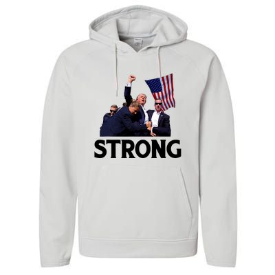 Trump Strong Fist Hand Us Vote Trump 2024 Survives Rally Performance Fleece Hoodie