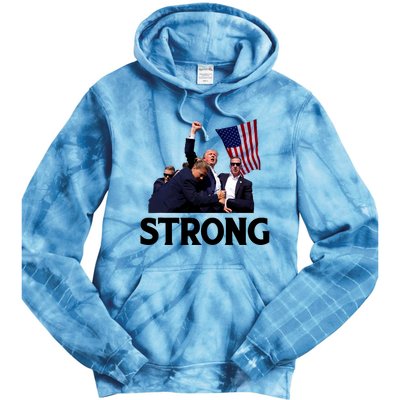 Trump Strong Fist Hand Us Vote Trump 2024 Survives Rally Tie Dye Hoodie