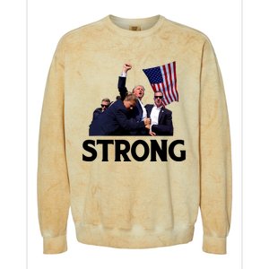 Trump Strong Fist Hand Us Vote Trump 2024 Survives Rally Colorblast Crewneck Sweatshirt