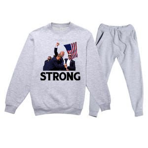 Trump Strong Fist Hand Us Vote Trump 2024 Survives Rally Premium Crewneck Sweatsuit Set