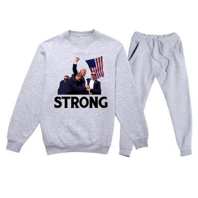 Trump Strong Fist Hand Us Vote Trump 2024 Survives Rally Premium Crewneck Sweatsuit Set