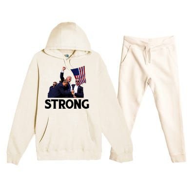 Trump Strong Fist Hand Us Vote Trump 2024 Survives Rally Premium Hooded Sweatsuit Set