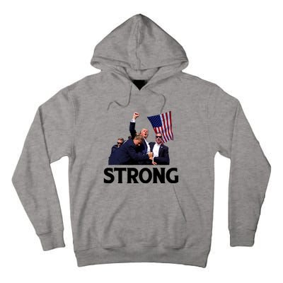 Trump Strong Fist Hand Us Vote Trump 2024 Survives Rally Tall Hoodie