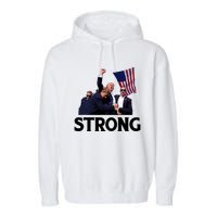 Trump Strong Fist Hand Us Vote Trump 2024 Survives Rally Garment-Dyed Fleece Hoodie