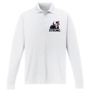 Trump Strong Fist Hand Us Vote Trump 2024 Survives Rally Performance Long Sleeve Polo