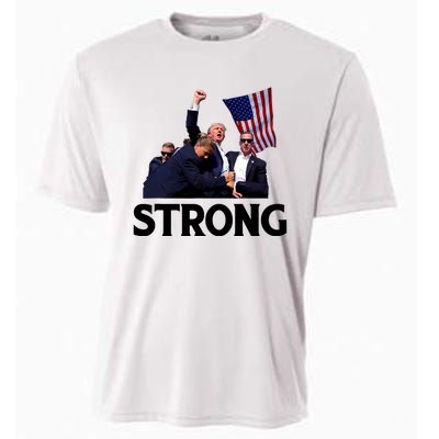 Trump Strong Fist Hand Us Vote Trump 2024 Survives Rally Cooling Performance Crew T-Shirt