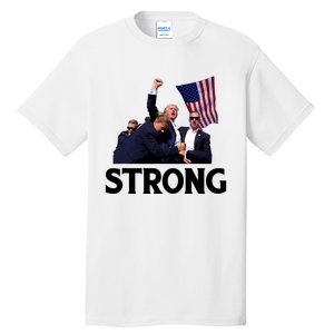 Trump Strong Fist Hand Us Vote Trump 2024 Survives Rally Tall T-Shirt