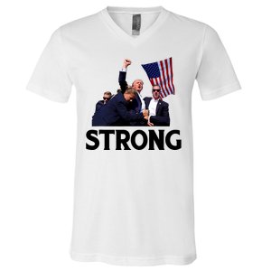 Trump Strong Fist Hand Us Vote Trump 2024 Survives Rally V-Neck T-Shirt