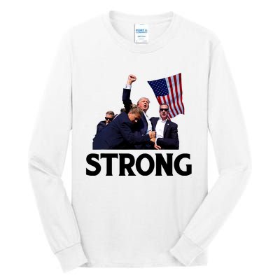 Trump Strong Fist Hand Us Vote Trump 2024 Survives Rally Tall Long Sleeve T-Shirt