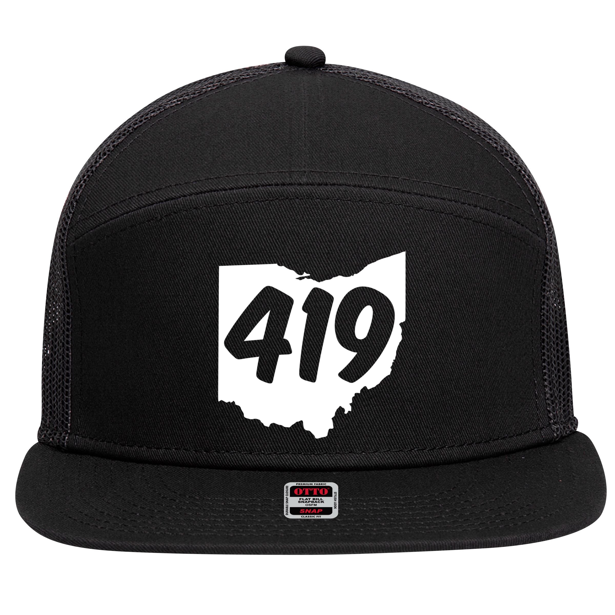 Toledo Sandusky Field 419 Area Code Ohio Cute Gift 7 Panel Mesh Trucker Snapback Hat