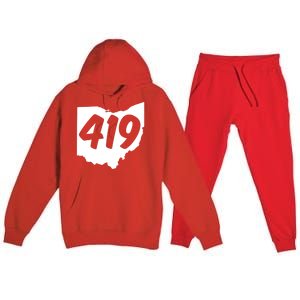 Toledo Sandusky Field 419 Area Code Ohio Cute Gift Premium Hooded Sweatsuit Set