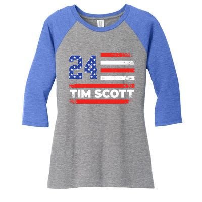 Tim Scott 2024 For President Women's Tri-Blend 3/4-Sleeve Raglan Shirt