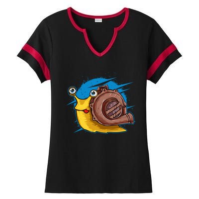 Turbo Snail Funny Boost Car Engine Steam Punk Style Gift Ladies Halftime Notch Neck Tee