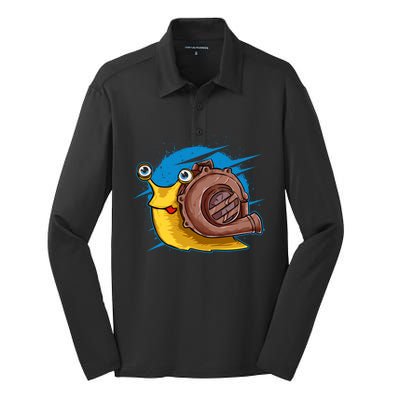 Turbo Snail Funny Boost Car Engine Steam Punk Style Gift Silk Touch Performance Long Sleeve Polo