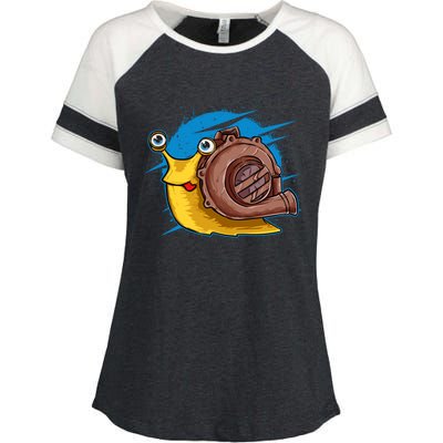 Turbo Snail Funny Boost Car Engine Steam Punk Style Gift Enza Ladies Jersey Colorblock Tee