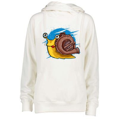 Turbo Snail Funny Boost Car Engine Steam Punk Style Gift Womens Funnel Neck Pullover Hood