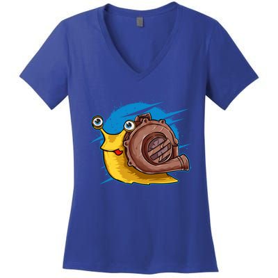 Turbo Snail Funny Boost Car Engine Steam Punk Style Gift Women's V-Neck T-Shirt