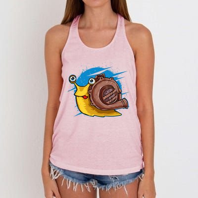 Turbo Snail Funny Boost Car Engine Steam Punk Style Gift Women's Knotted Racerback Tank