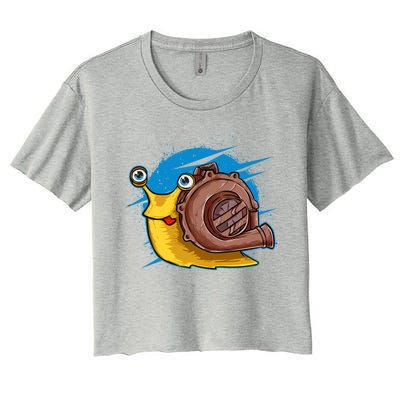 Turbo Snail Funny Boost Car Engine Steam Punk Style Gift Women's Crop Top Tee