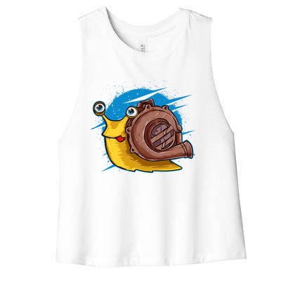 Turbo Snail Funny Boost Car Engine Steam Punk Style Gift Women's Racerback Cropped Tank