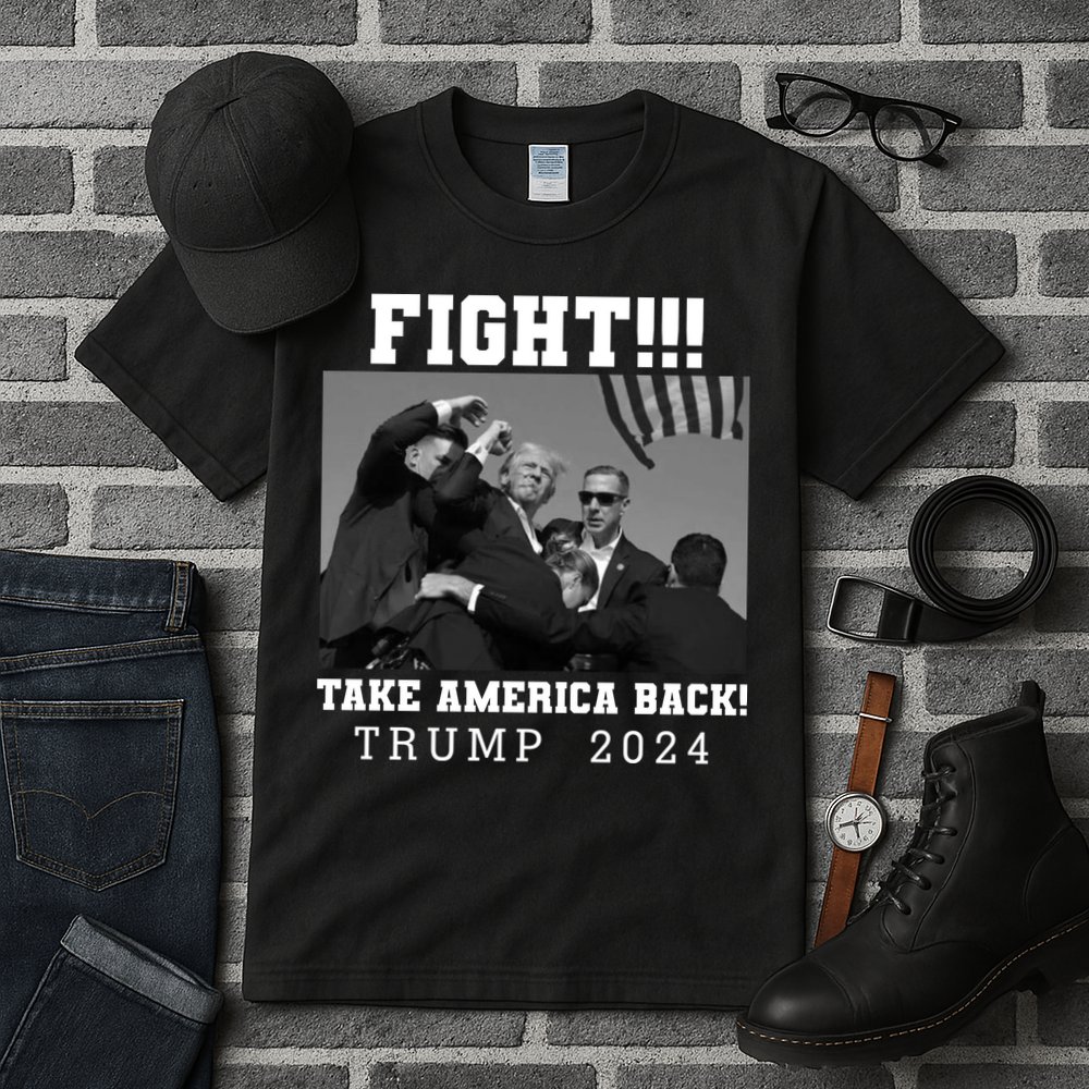 Trump Shot Fight For America Take America Back Trump 2024 Tall T-Shirt