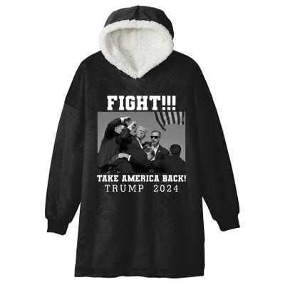 Trump Shot Fight For America Take America Back Trump 2024 Hooded Wearable Blanket