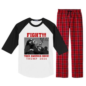 Trump Shot Fight For America Take America Back Trump 2024 Raglan Sleeve Pajama Set