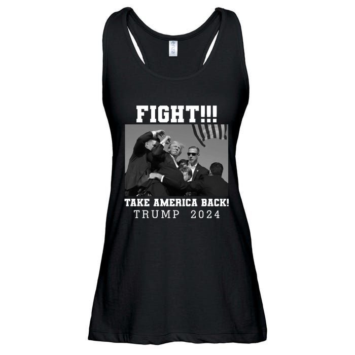 Trump Shot Fight For America Take America Back Trump 2024 Ladies Essential Flowy Tank