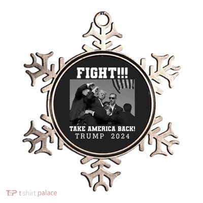 Trump Shot Fight For America Take America Back Trump 2024 Metallic Star Ornament