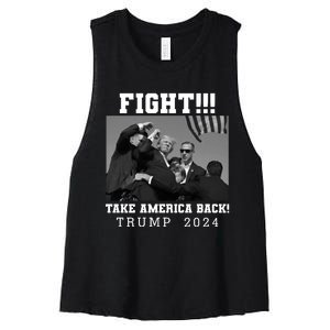 Trump Shot Fight For America Take America Back Trump 2024 Women's Racerback Cropped Tank