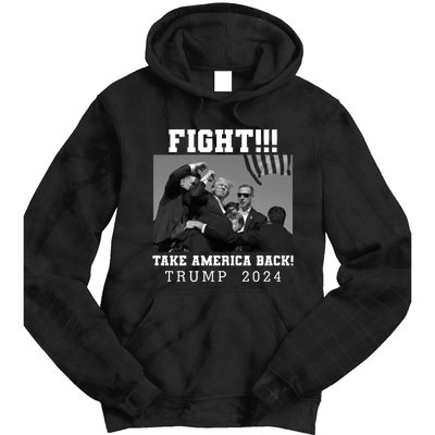 Trump Shot Fight For America Take America Back Trump 2024 Tie Dye Hoodie