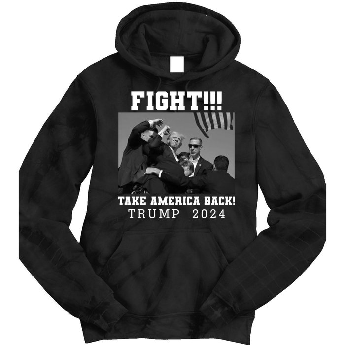 Trump Shot Fight For America Take America Back Trump 2024 Tie Dye Hoodie