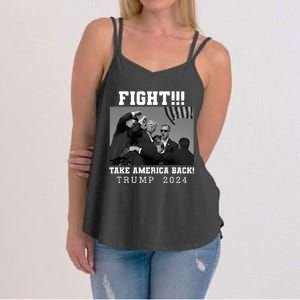 Trump Shot Fight For America Take America Back Trump 2024 Women's Strappy Tank