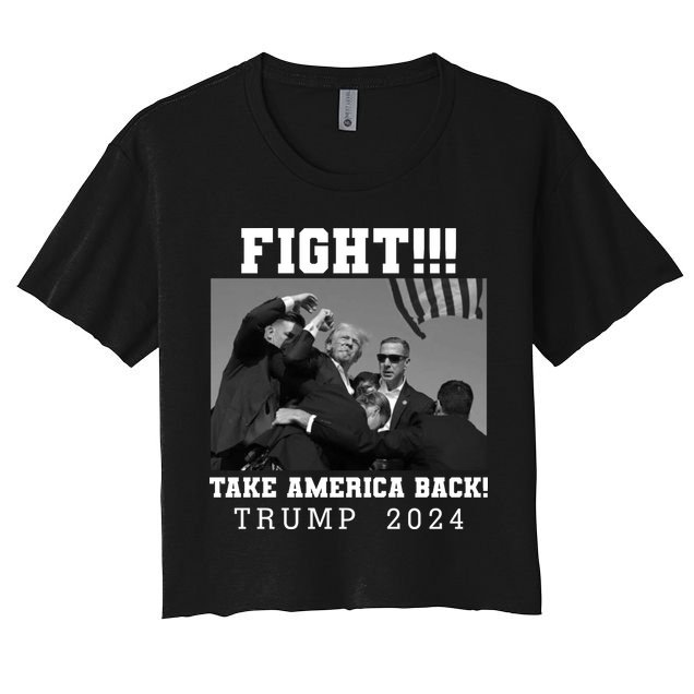 Trump Shot Fight For America Take America Back Trump 2024 Crop Top