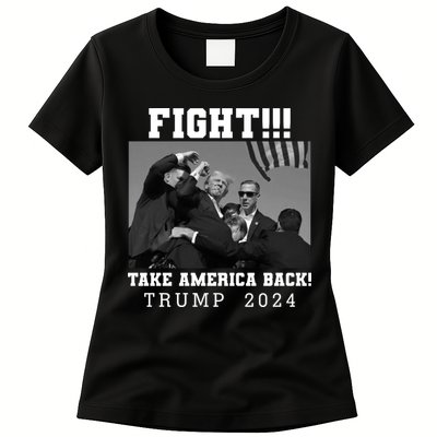 Trump Shot Fight For America Take America Back Trump 2024 Womens T-Shirt