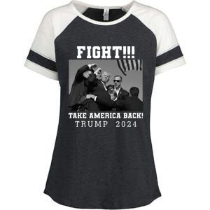 Trump Shot Fight For America Take America Back Trump 2024 Enza Ladies Jersey Colorblock Tee