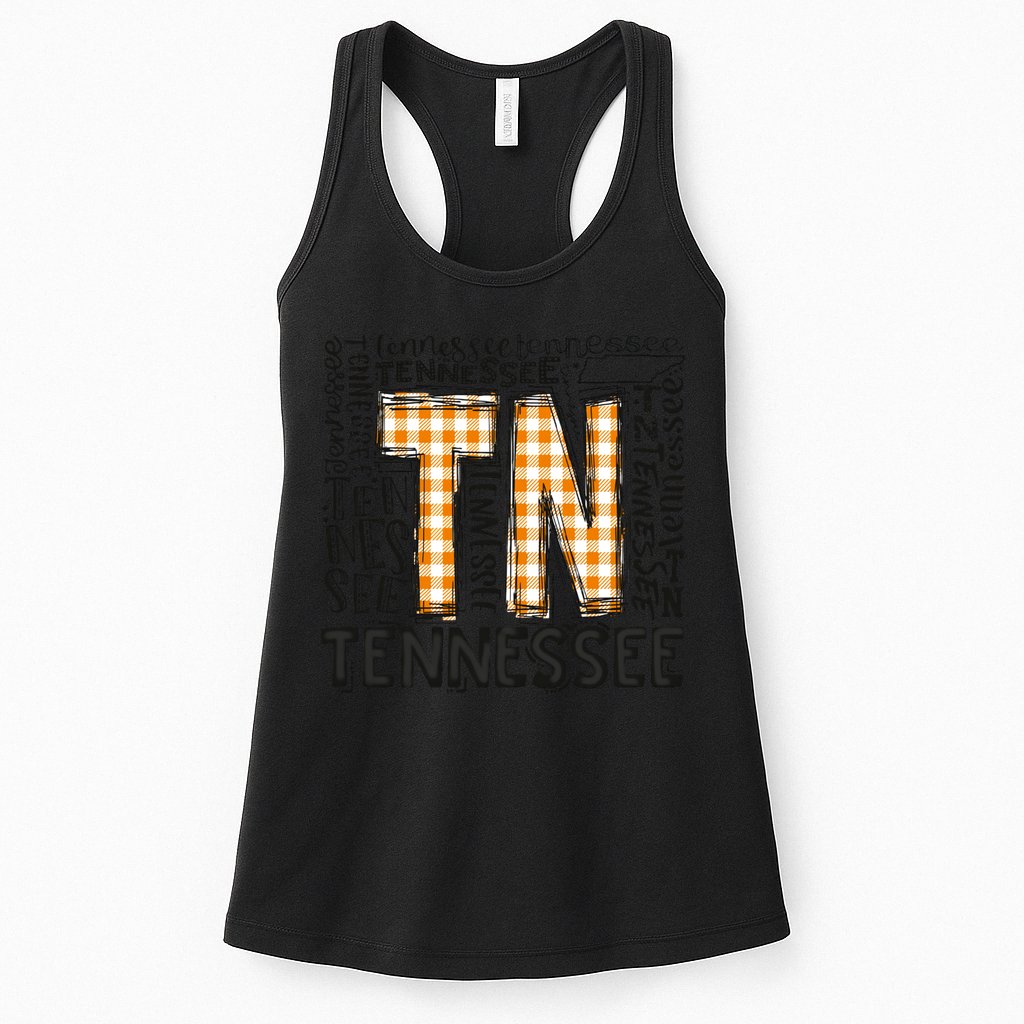 Tennessee State Flag Orange Plaid TN Womens Tank Top