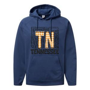 Tennessee State Flag Orange Plaid TN Performance Fleece Hoodie