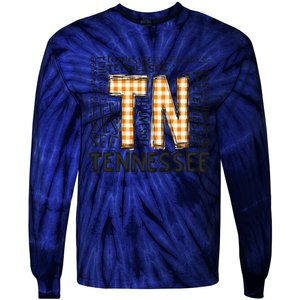 Tennessee State Flag Orange Plaid TN Tie-Dye Long Sleeve Shirt