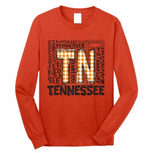 Tennessee State Flag Orange Plaid TN Long Sleeve Shirt