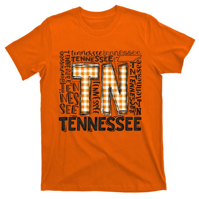 Tennessee State Flag Orange Plaid TN T-Shirt